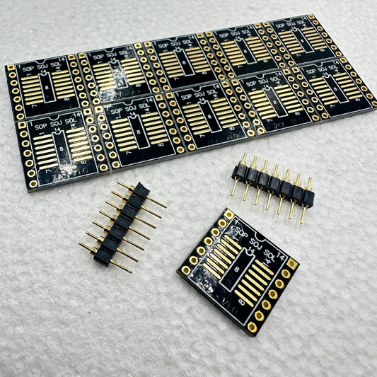 Gold SOIC14 TSOP14 SSOP14 TSSOP14 MSOP14 to DIP-14 Dual Single Op-Amp Adapter with Gold Headers