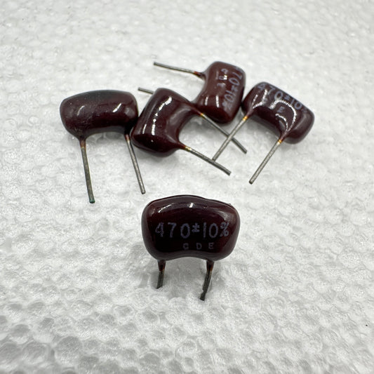 5 PACK 470pf 300v 10% Silver Mica Capacitors CDE .47nf