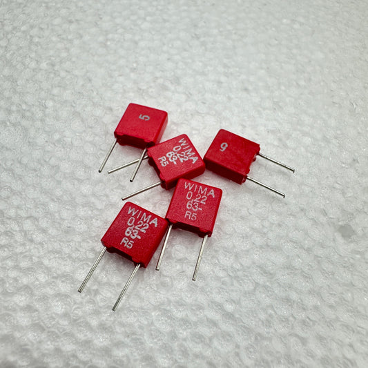 5 PACK WIMA MKS2 .22UF 63V 5% Metallized Polyester Capacitors 220nf