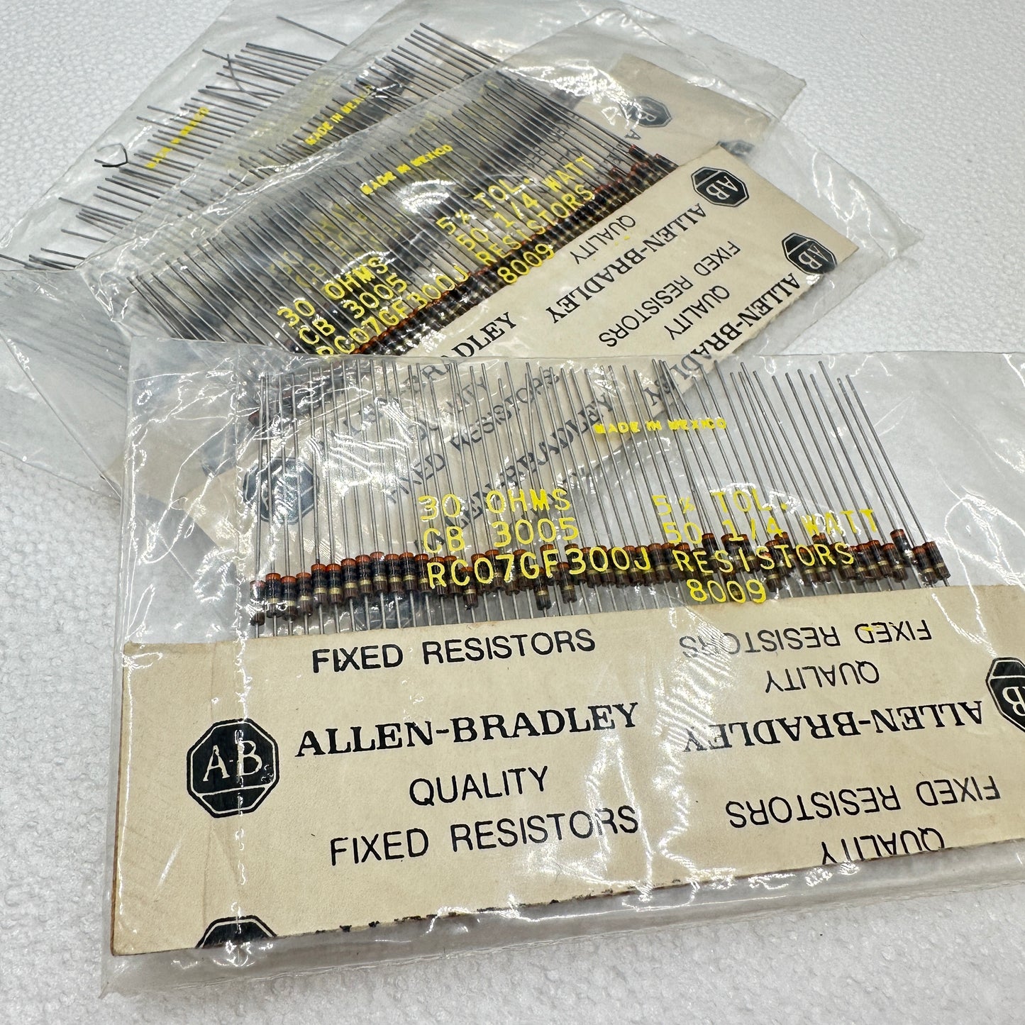 50 PACK Allen Bradley RC07 - MULTIPLE VALUES 1/4w Carbon Comp Resistors